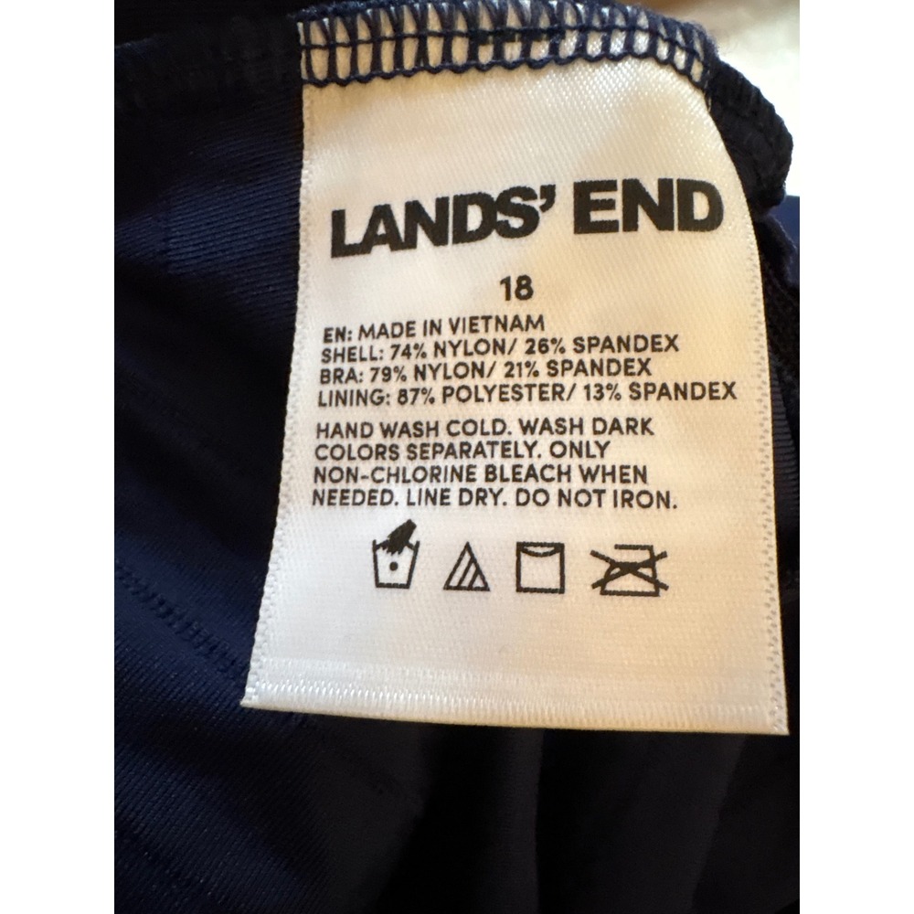 Lands End Navy Blue Ribbed Square Neck Tankini Top Adjustable Straps Womens 18 - Picture 8 of 8